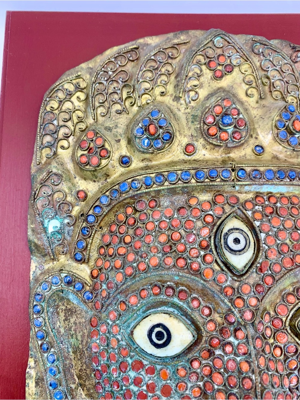 Mahakala Decorative Mask from Tibet/Nepal - Vintage - Framed - Handcrafted - Picture 5 of 12